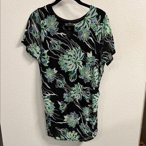 Floral Black and Green Women's Top